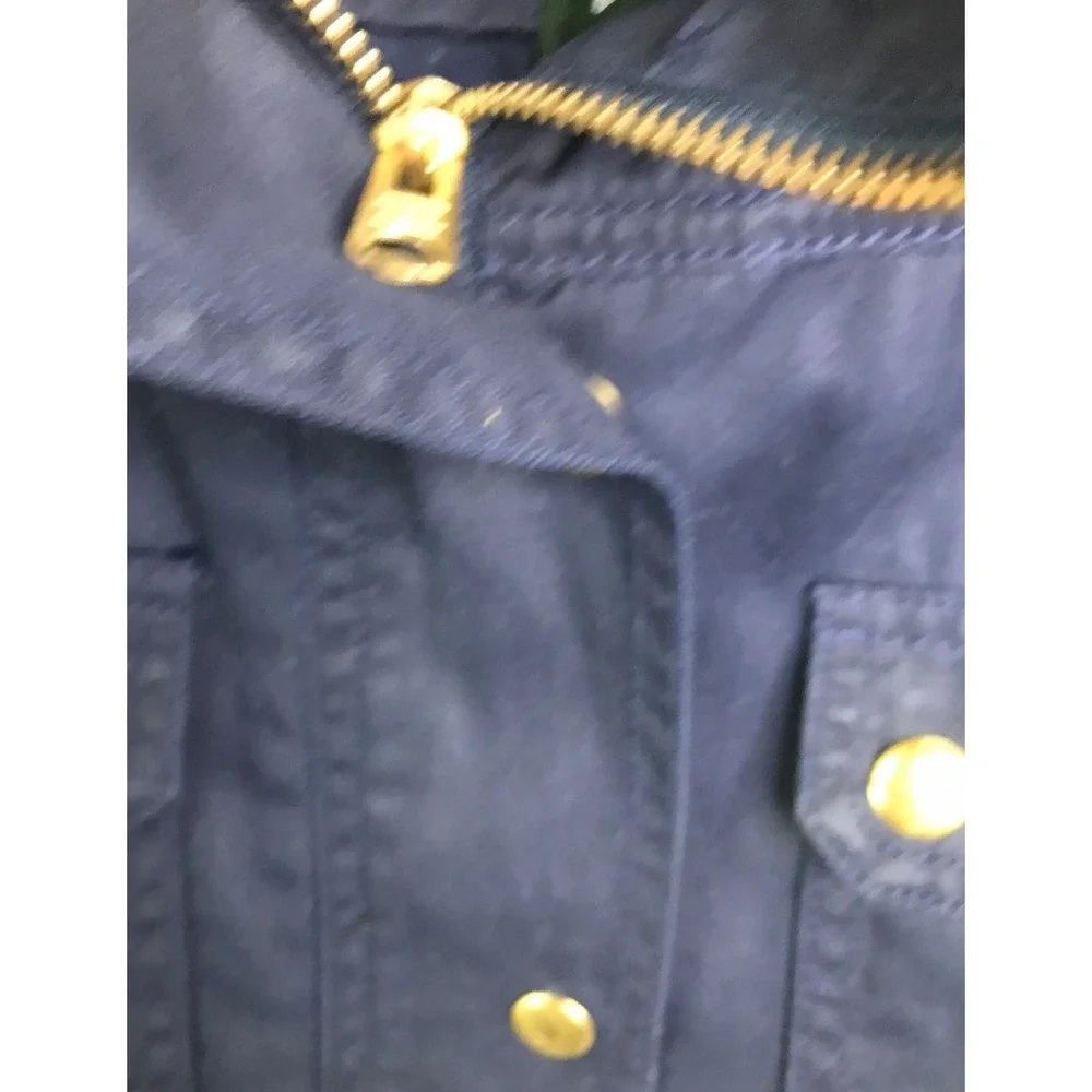 J. Crew Women Relaxed‎ Boyfriend Field Jacket Blue Waxed Roll-Up Cuffs S